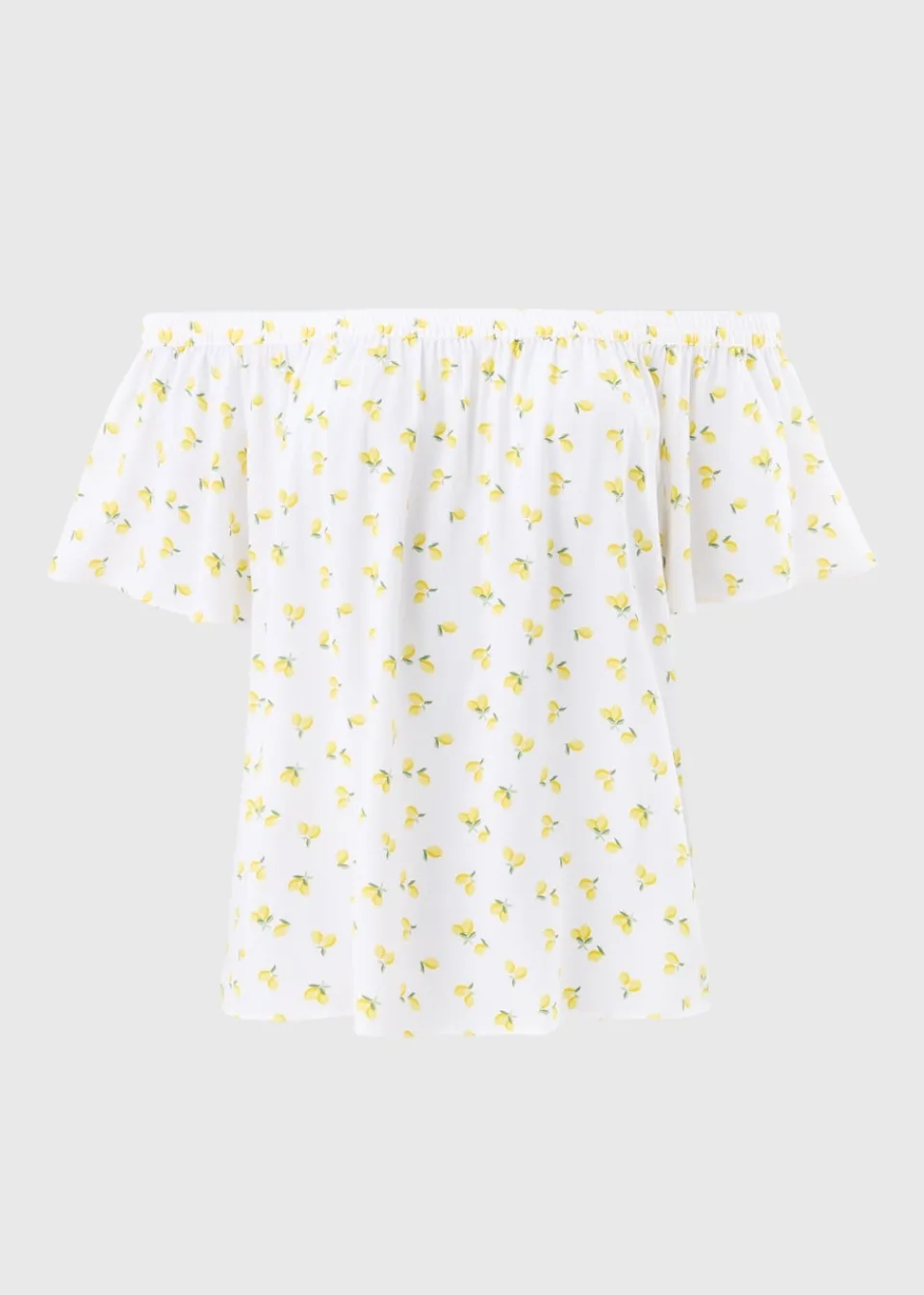 Tops>Papaya Yellow Lemons Bardot Blouse