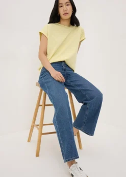 T-Shirts>Papaya Yellow Regular Short Sleeve T-Shirt