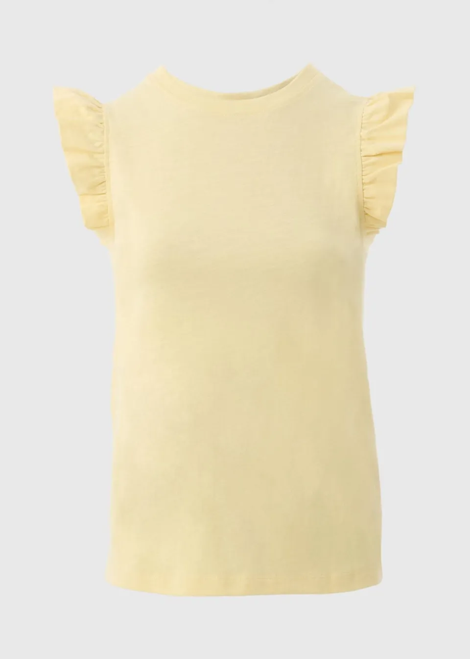 T-Shirts>Papaya Yellow Ruffle Sleeve T-Shirt