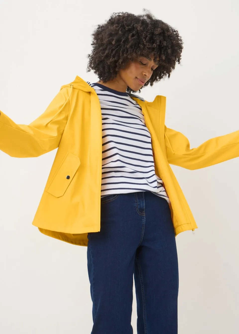 Coats & Jackets>Papaya Short Rubberised Parka Jacket Yellow