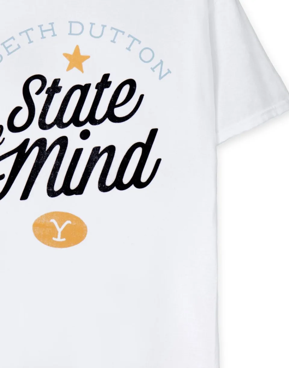 T-Shirts>Yellowstone White Beth Dutton State Of Mind Short Sleeved T-Shirt