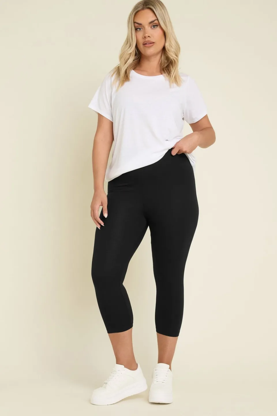 Leggings>YOURS 2 Pack Curve Black Daisy Print Cropped Leggings