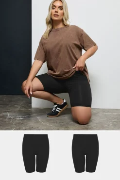 Shorts>YOURS 2 Pack Curve Black Stretch Cycling Shorts