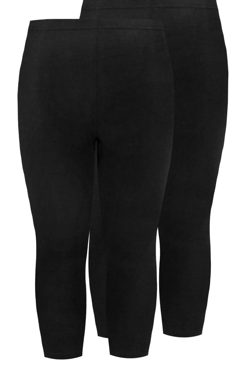 Loungewear>YOURS 2 Pack Curve Black Stretch Cropped Leggings