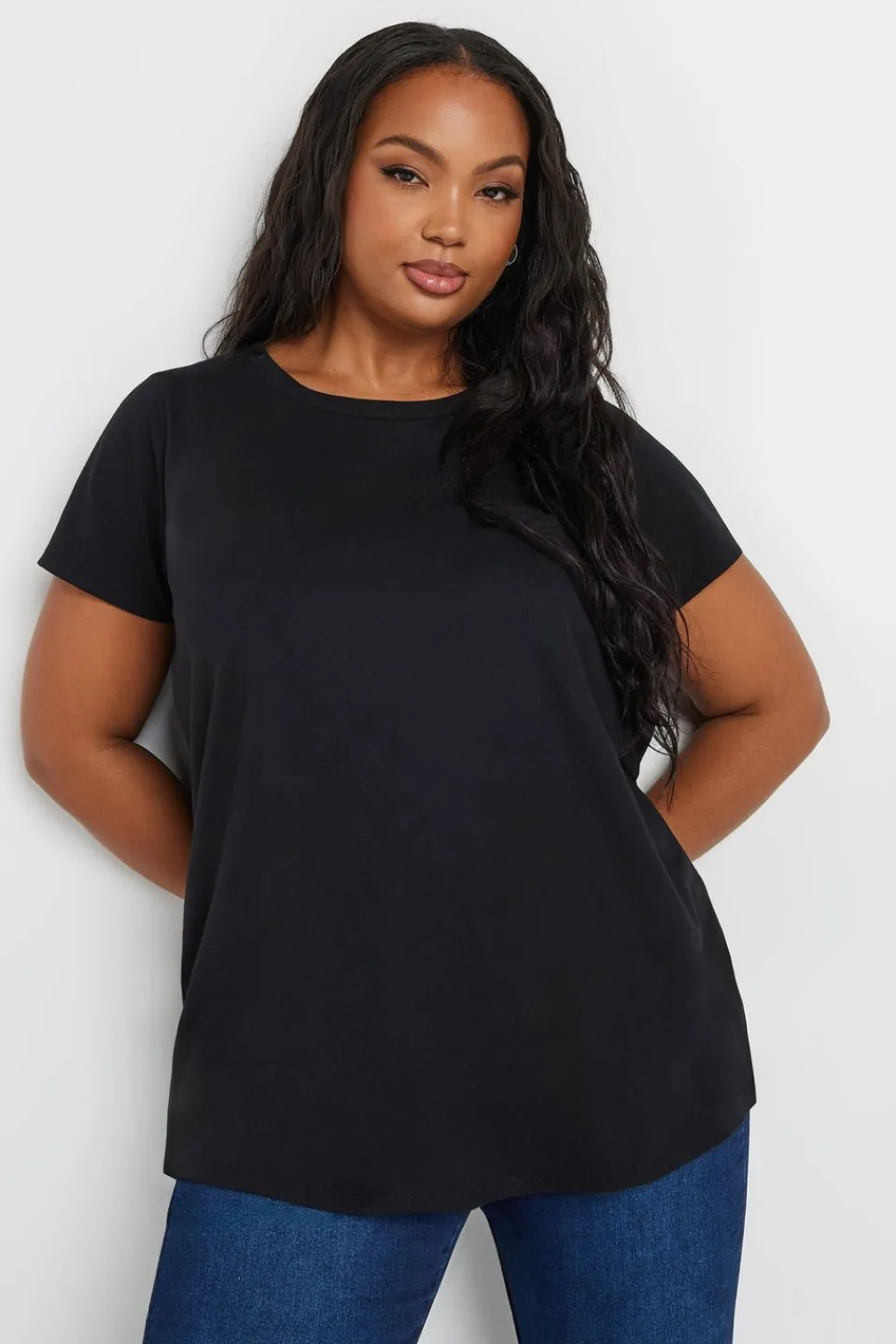 T-Shirts>YOURS 3 Pack Curve Navy Blue & Black Core T Shirts