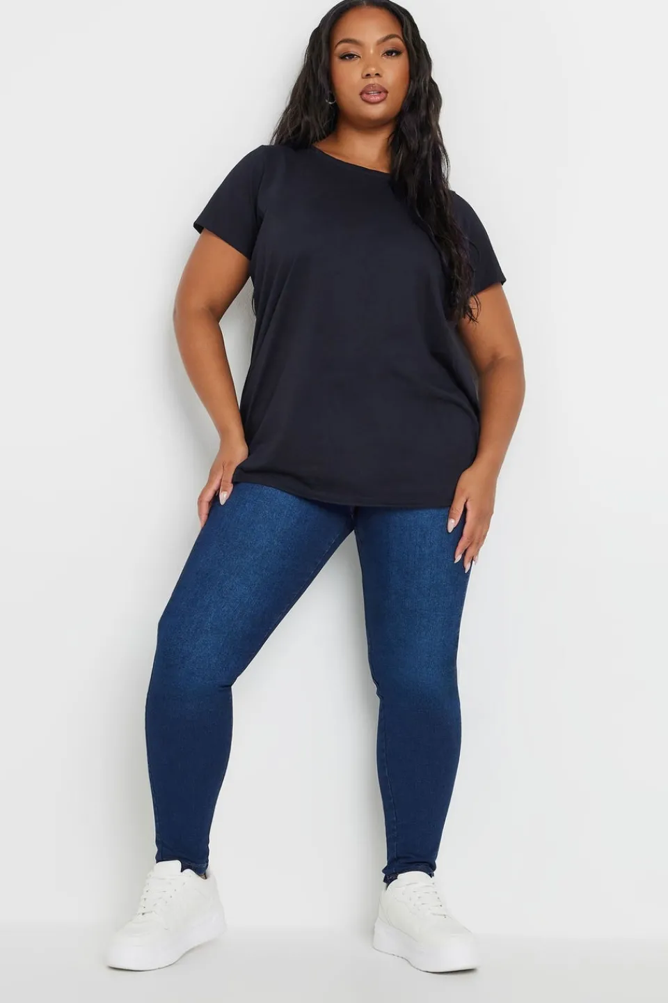 T-Shirts>YOURS 3 Pack Curve Navy Blue & Black Core T Shirts