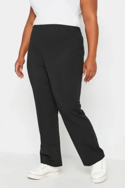 Trousers>YOURS Bestseller Curve Black Pull On Ribbed Bootcut Stretch Trousers