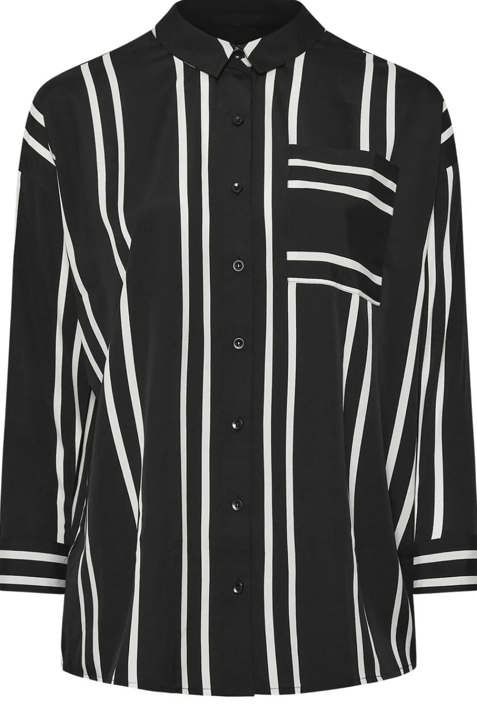 Tops>YOURS Curve Black & White Stripe Print Oversized Shirt