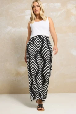 Trousers>YOURS Curve Black & White Abstract Print Wide Leg Trousers