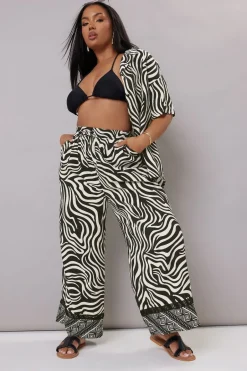 Trousers>YOURS Curve Black & White Zebra Wide Leg Trousers