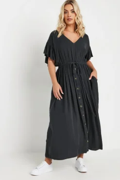 Dresses>YOURS Curve Button Chambray Maxi Dress Black