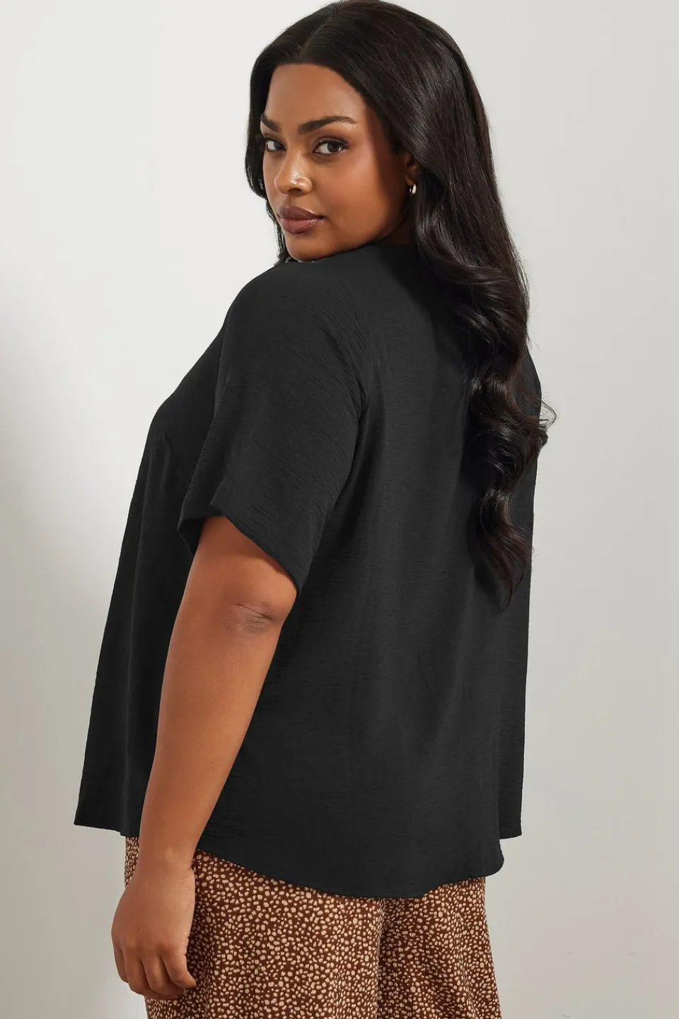 Blouses & Shirts>YOURS Curve Black Button Detail Blouse