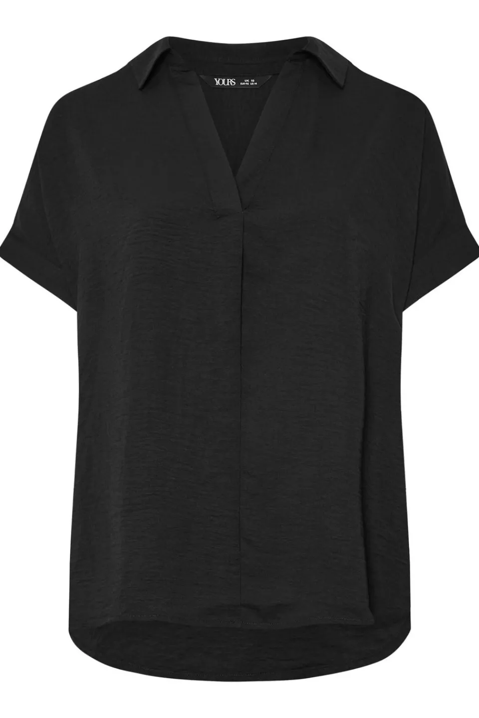 Tops>YOURS Curve Black Collared Pleat Front Blouse