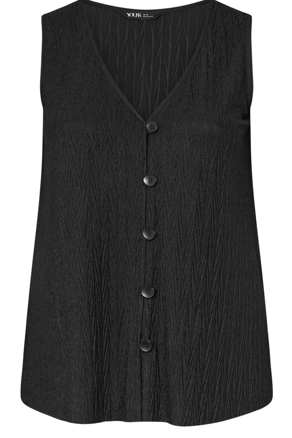 Tops>YOURS Curve Crinkle Plisse Waistcoat Black