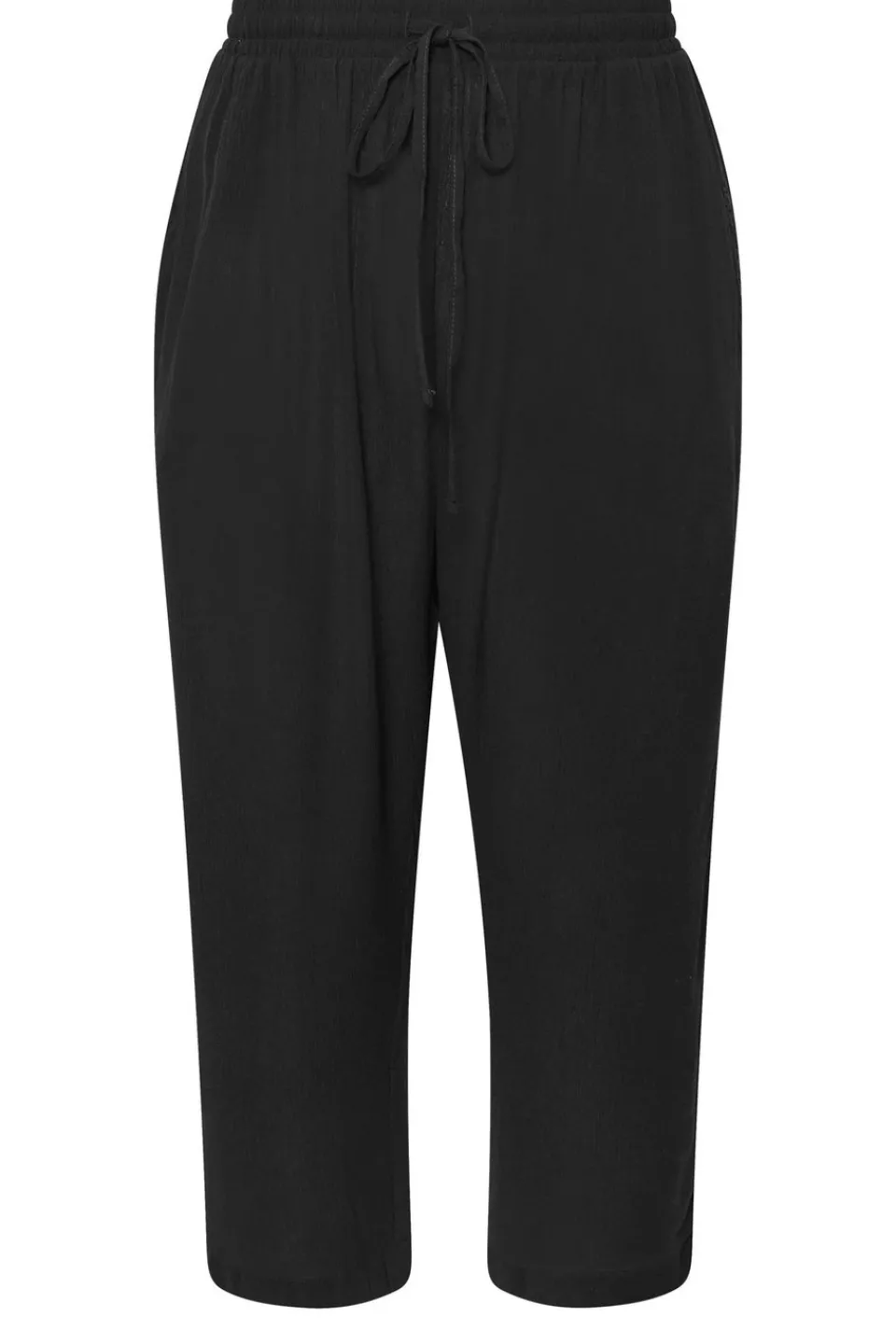Trousers>YOURS Curve Black Crochet Trim Cropped Trousers