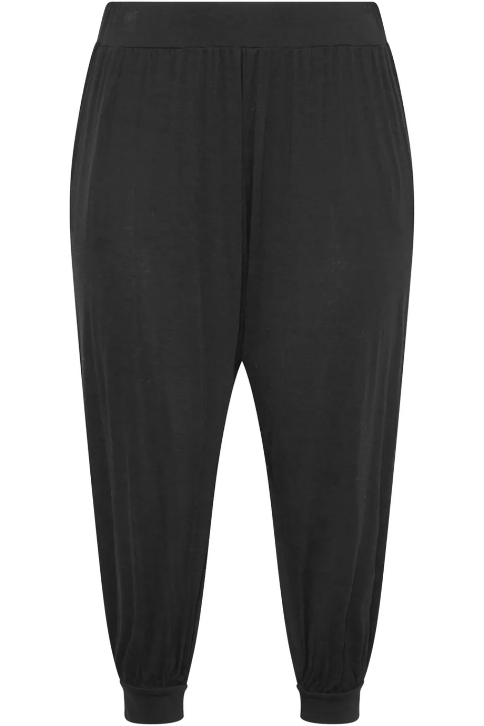 Trousers>YOURS Curve Black Cropped Jersey Harem Joggers