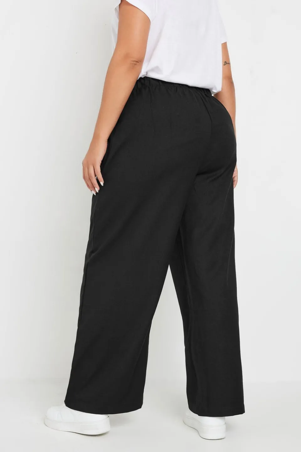 Trousers>YOURS Curve Black Drawstring Wide Leg Trousers