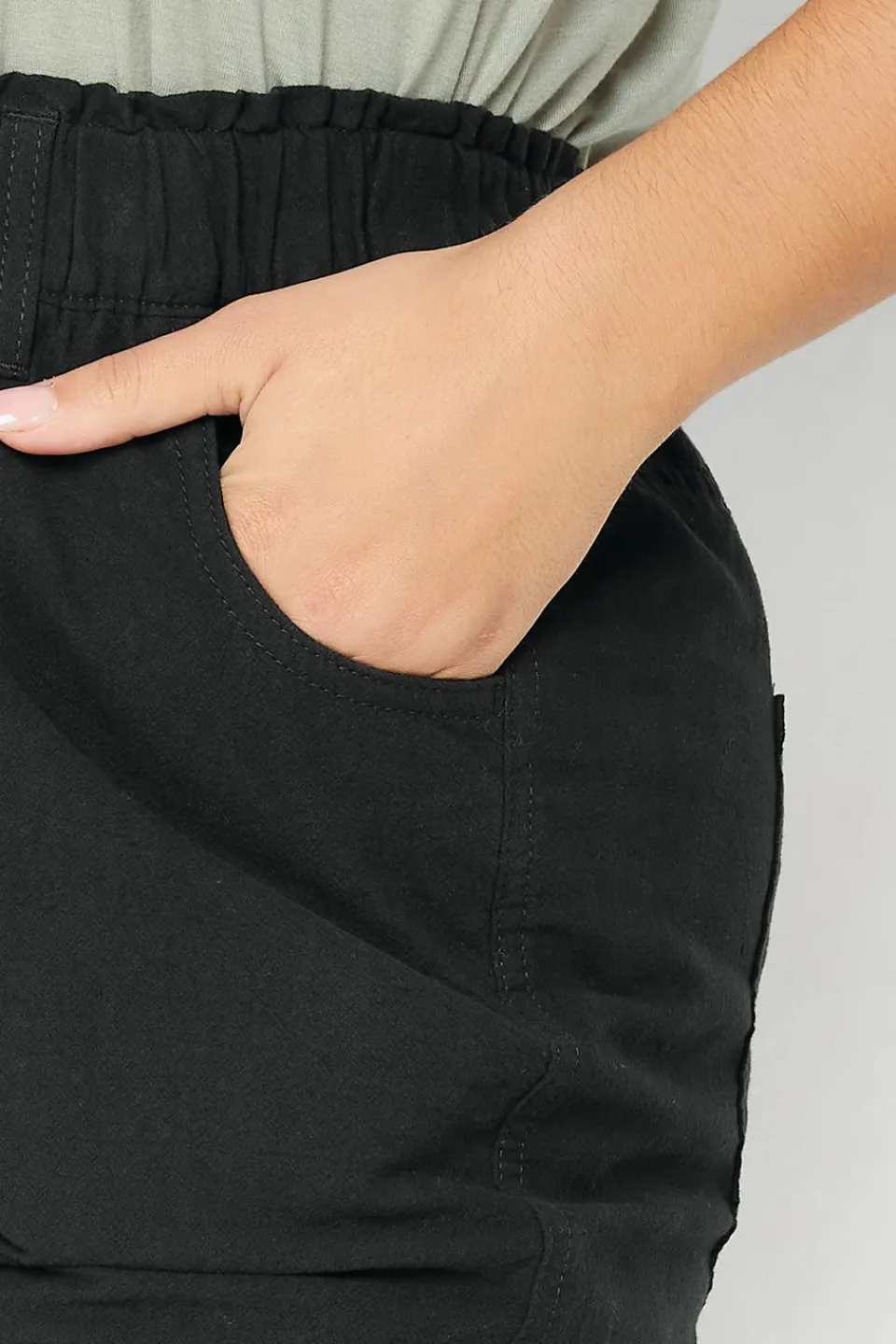 Shorts>YOURS Curve Elasticated Cool Cotton Shorts Black