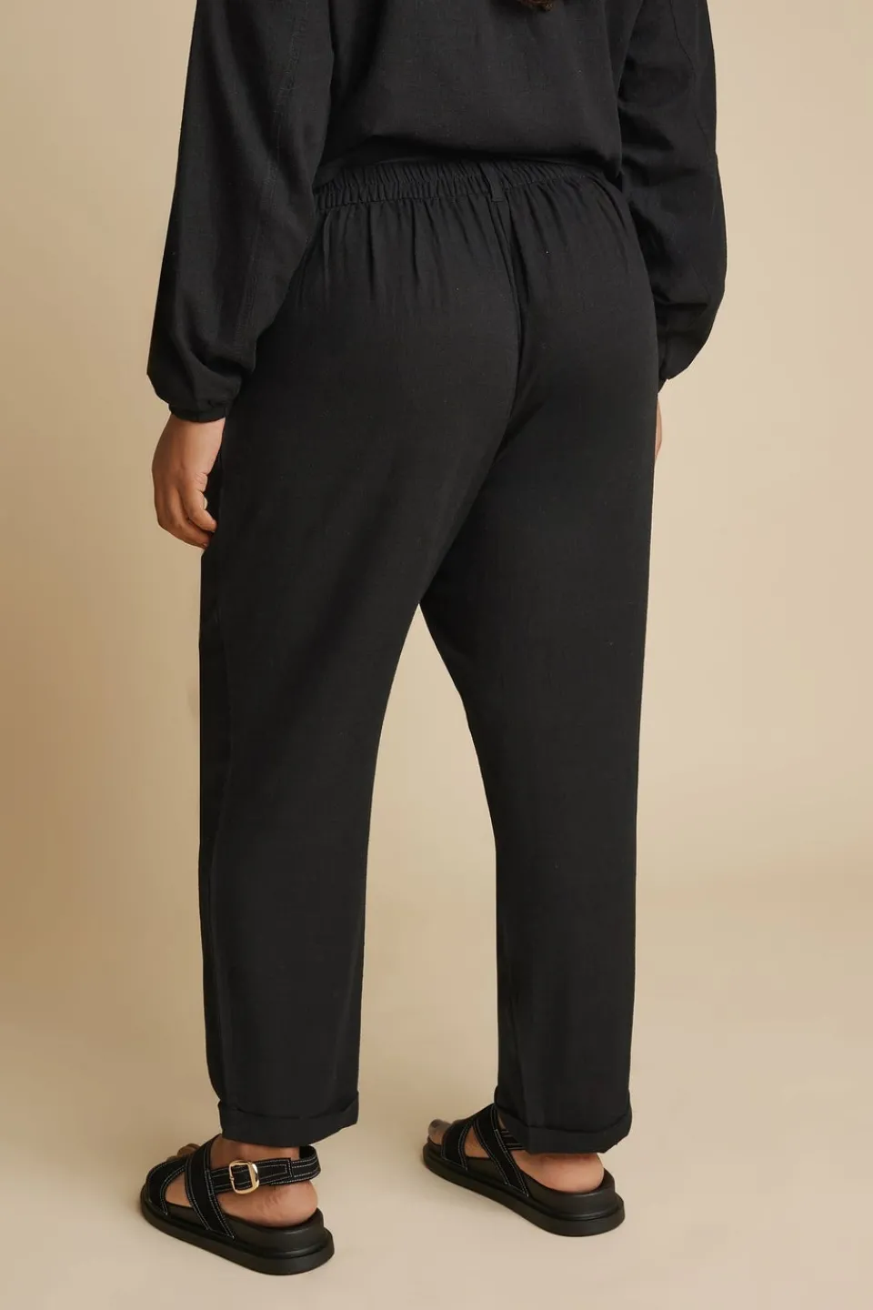 Trousers>YOURS Curve Formal Linen Trousers Black