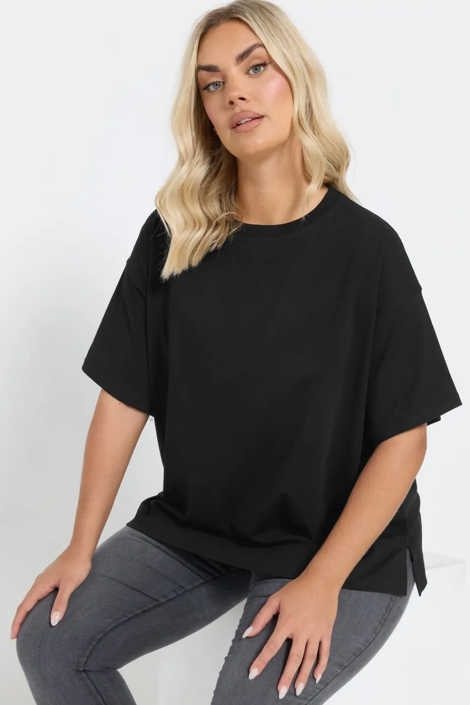 T-Shirts>YOURS Curve Black Heavyweight Boxy T Shirt