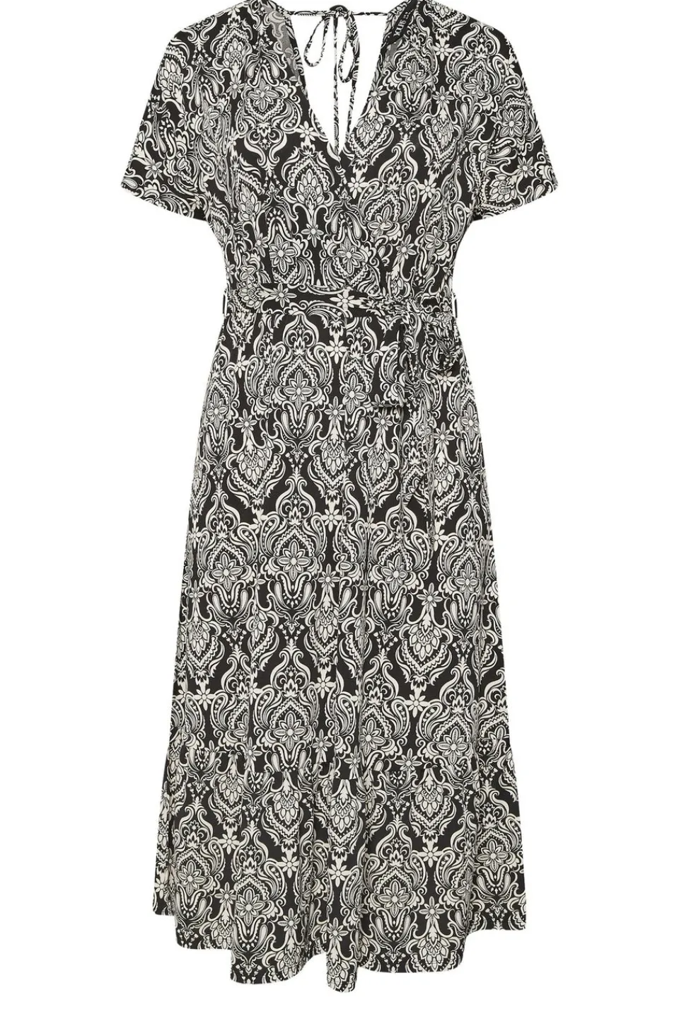 Dresses>YOURS Curve Black Paisley Print Midaxi Wrap Dress BlackPrint