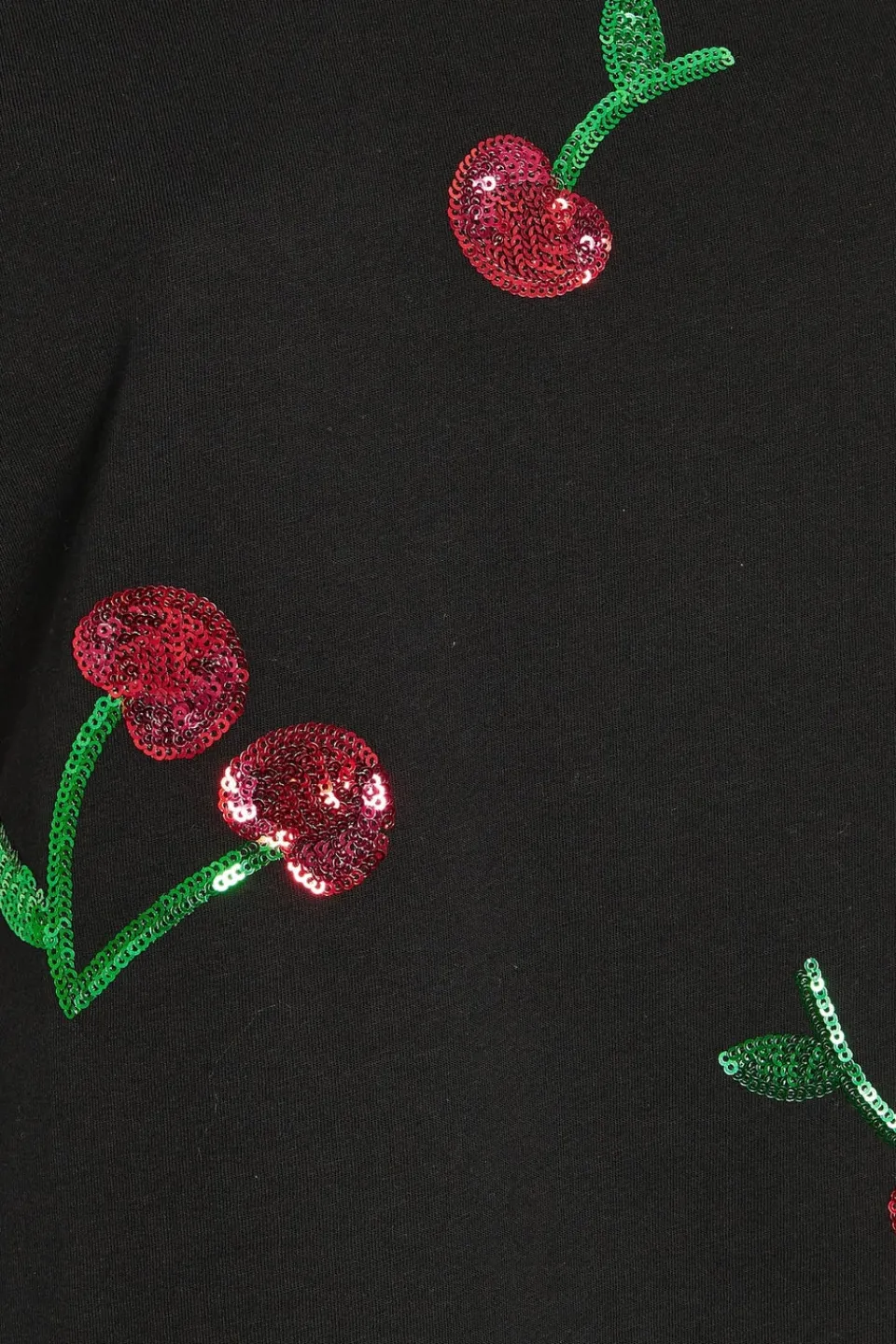 T-Shirts>YOURS Curve Black Sequin Embellished Cherry T-Shirt