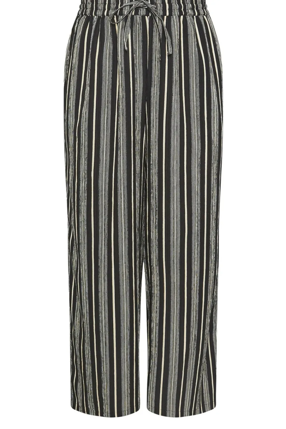 Trousers>YOURS Curve Black Stripe Textured Wide Leg Trousers BlackStripe