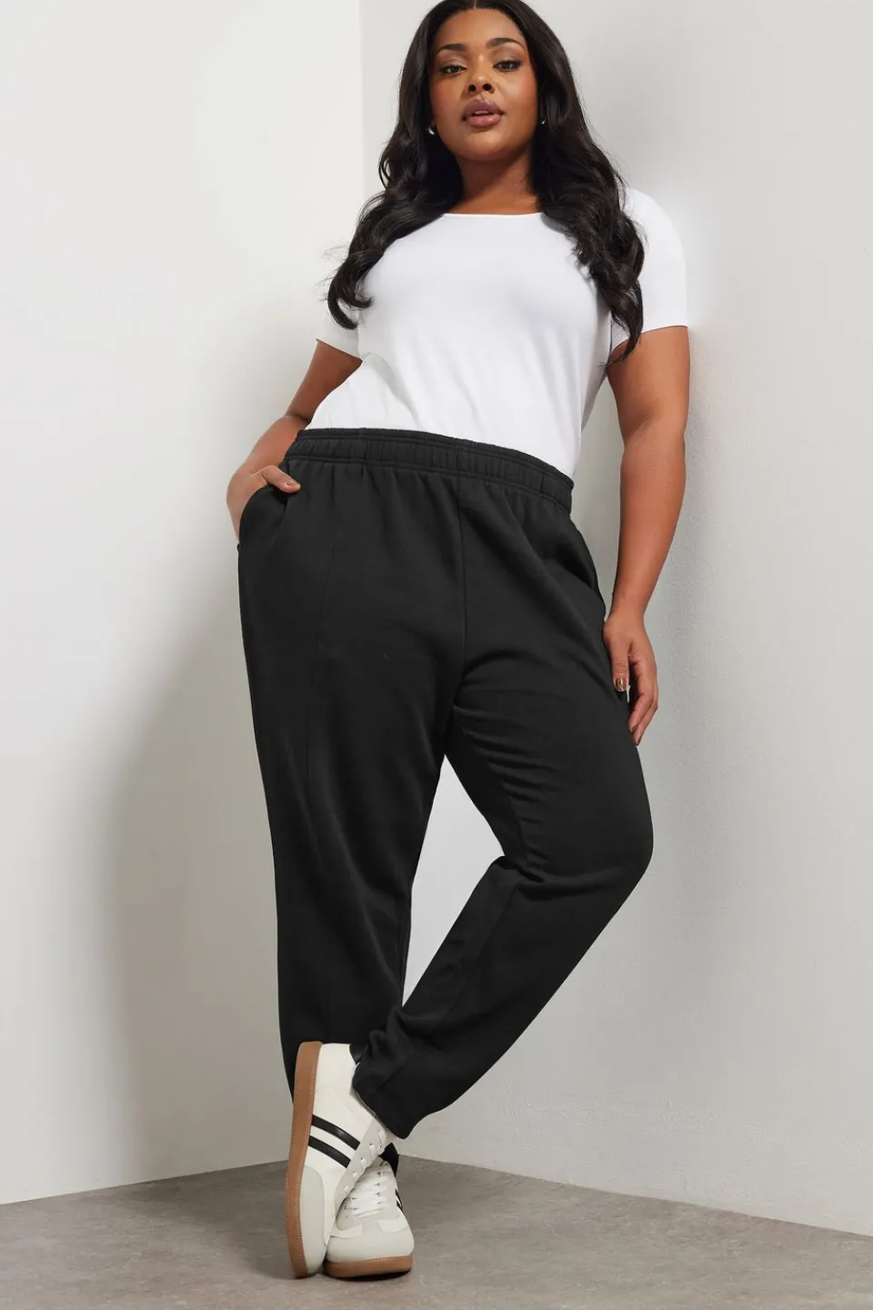 Loungewear>YOURS Curve Black Tapered Leg Joggers