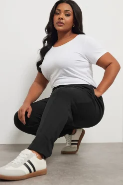Loungewear>YOURS Curve Black Tapered Leg Joggers