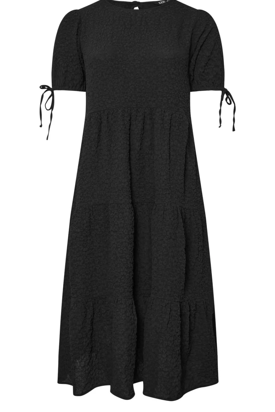 Dresses>YOURS Curve Black Textured Ditsy Floral Tie Back Dress