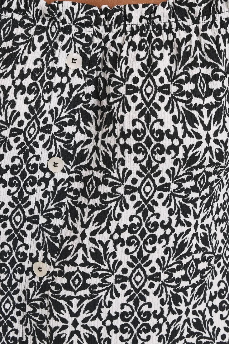 Tops>YOURS Curve Black Textured Tile Print Bardot Top