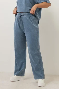Trousers>YOURS Curve Blue Acid Wash Wide Leg Joggers