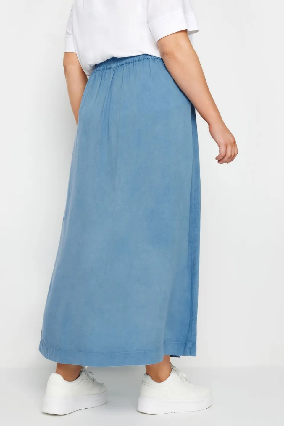 Skirts>YOURS Curve Blue Chambray Button Maxi Skirt