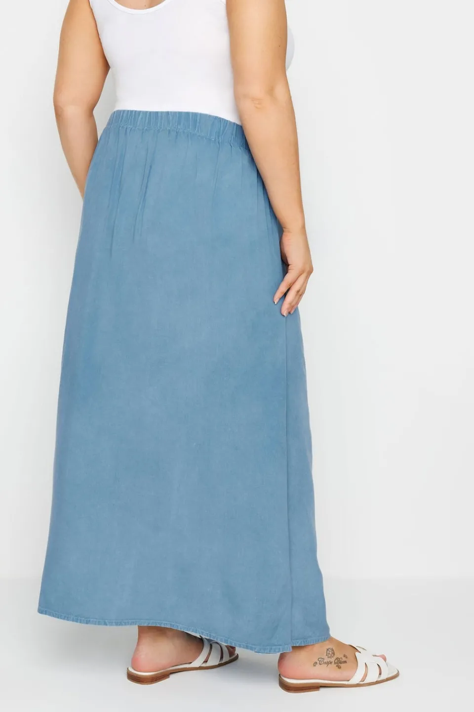 Skirts>YOURS Curve Blue Chambray Maxi Skirt