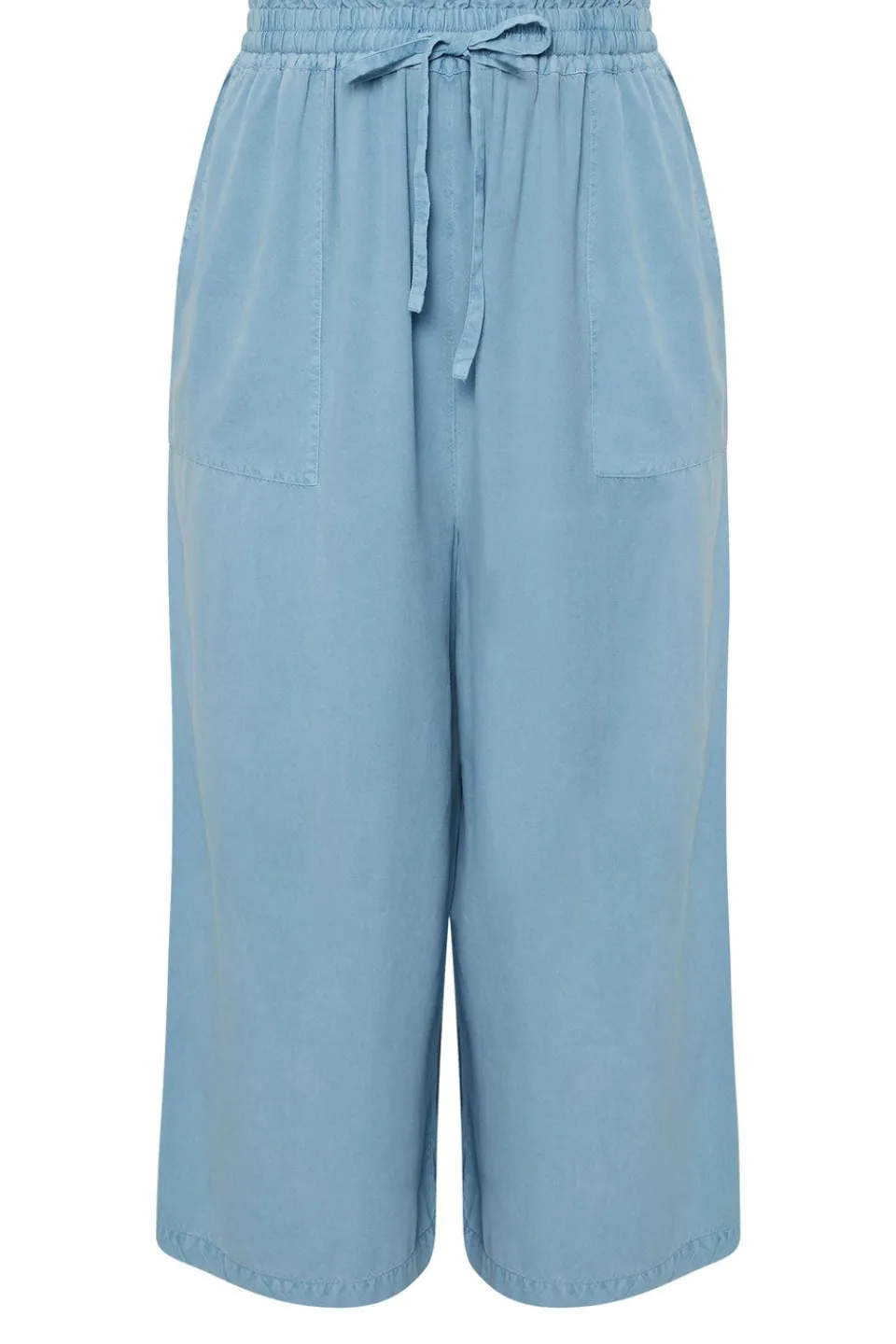 Trousers>YOURS Curve Blue Chambray Tie Front Culottes