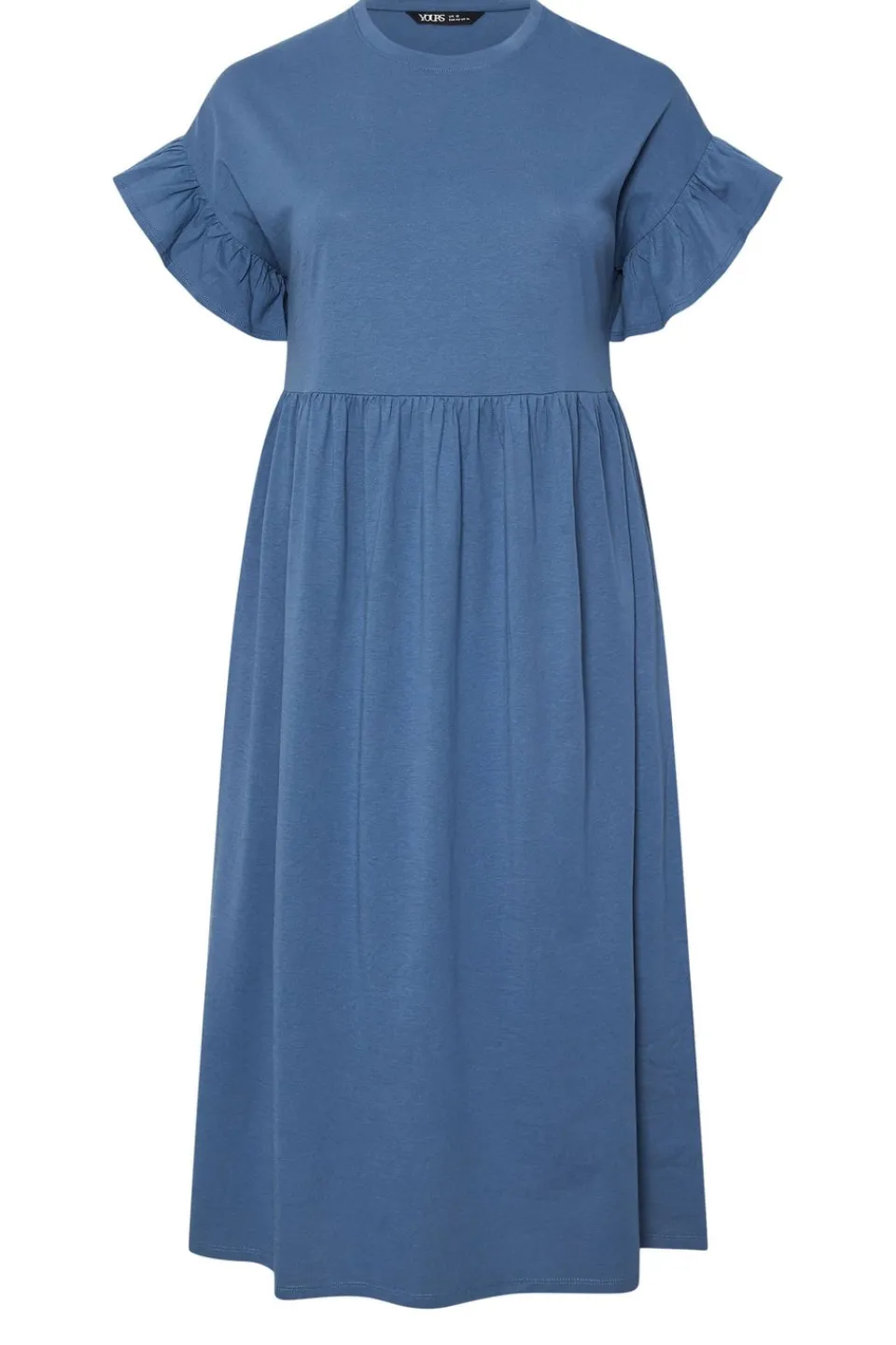 Dresses>YOURS Curve Blue Frill Sleeve Cotton Midaxi Dress