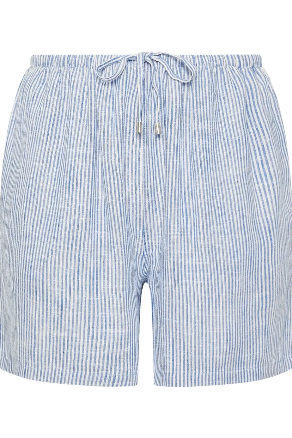 Shorts>YOURS Curve Blue Stripe Tie Front Linen Shorts