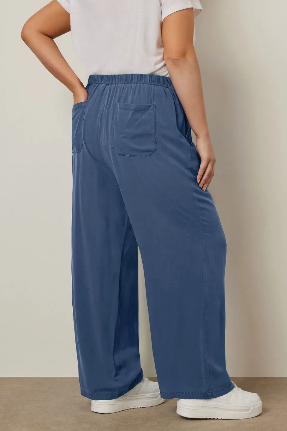 Trousers>YOURS Curve Blue Wide Leg Chambray Trousers