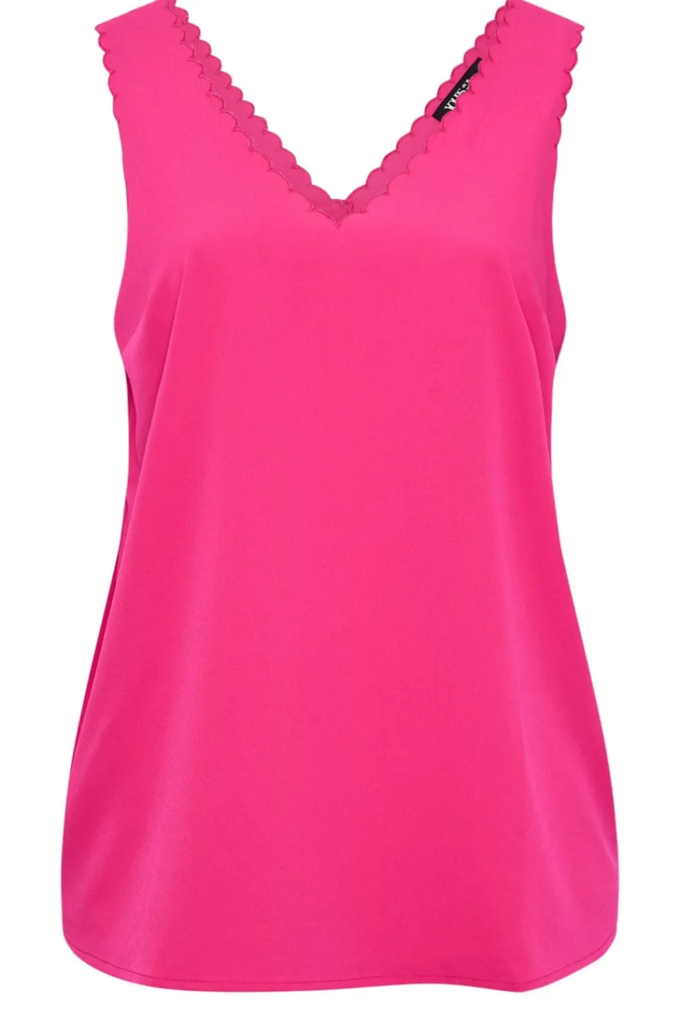Tops>YOURS Curve Bright Pink Scallop Edge Cami Vest Top