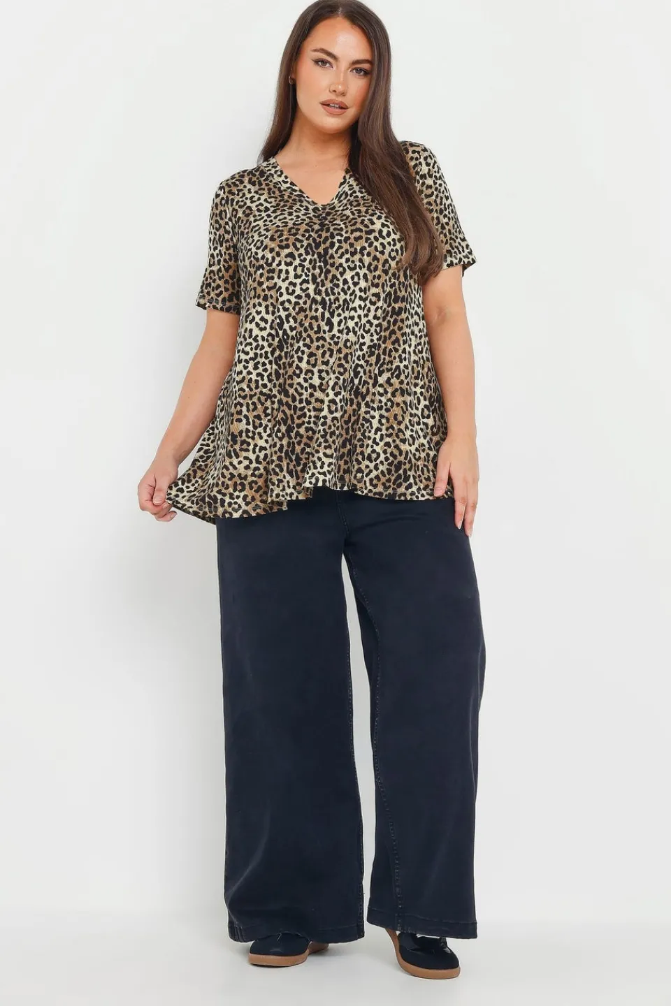 Tops>YOURS Curve Brown Leopard Print Swing Top