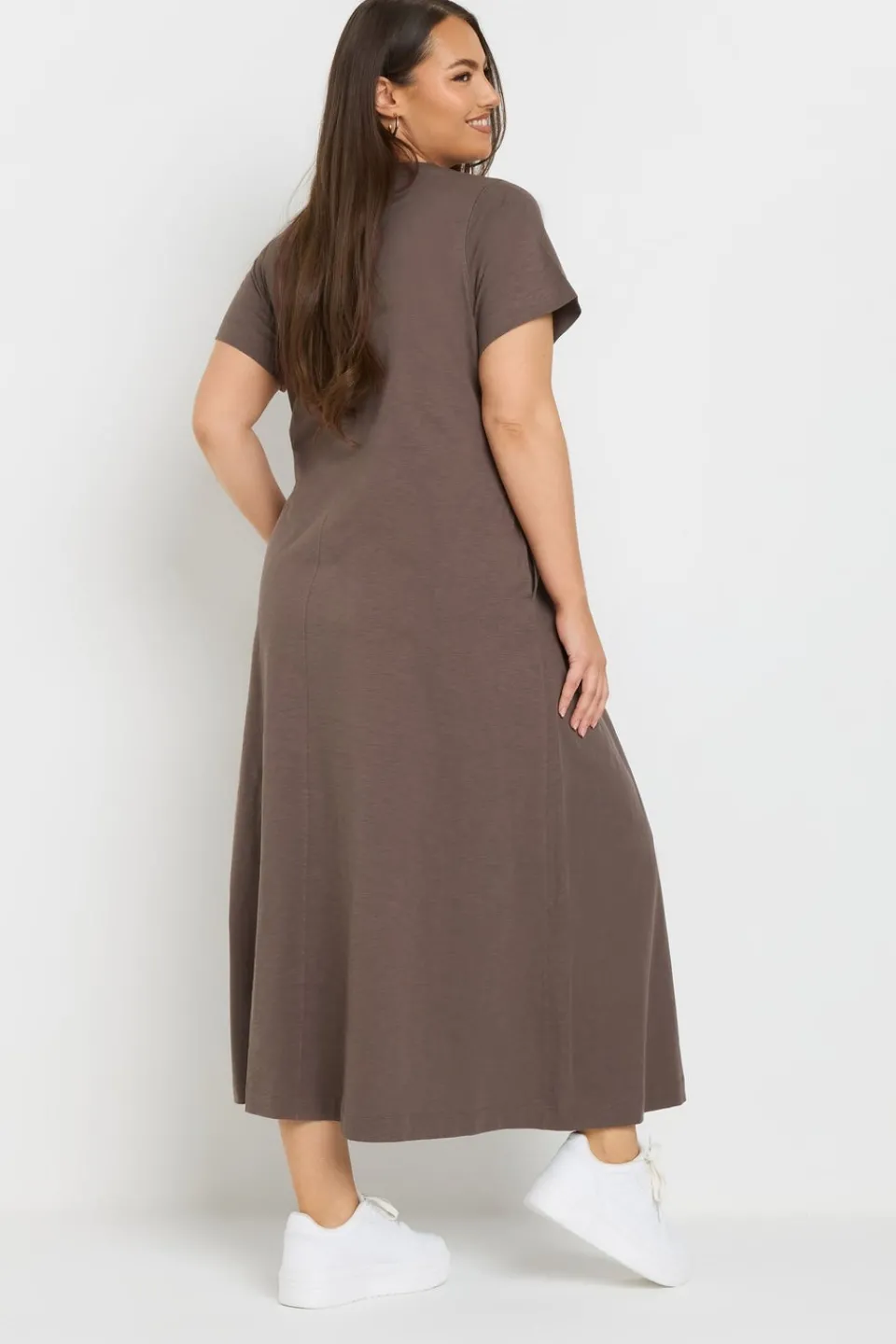 Dresses>YOURS Curve Midaxi T Shirt Dress Brown