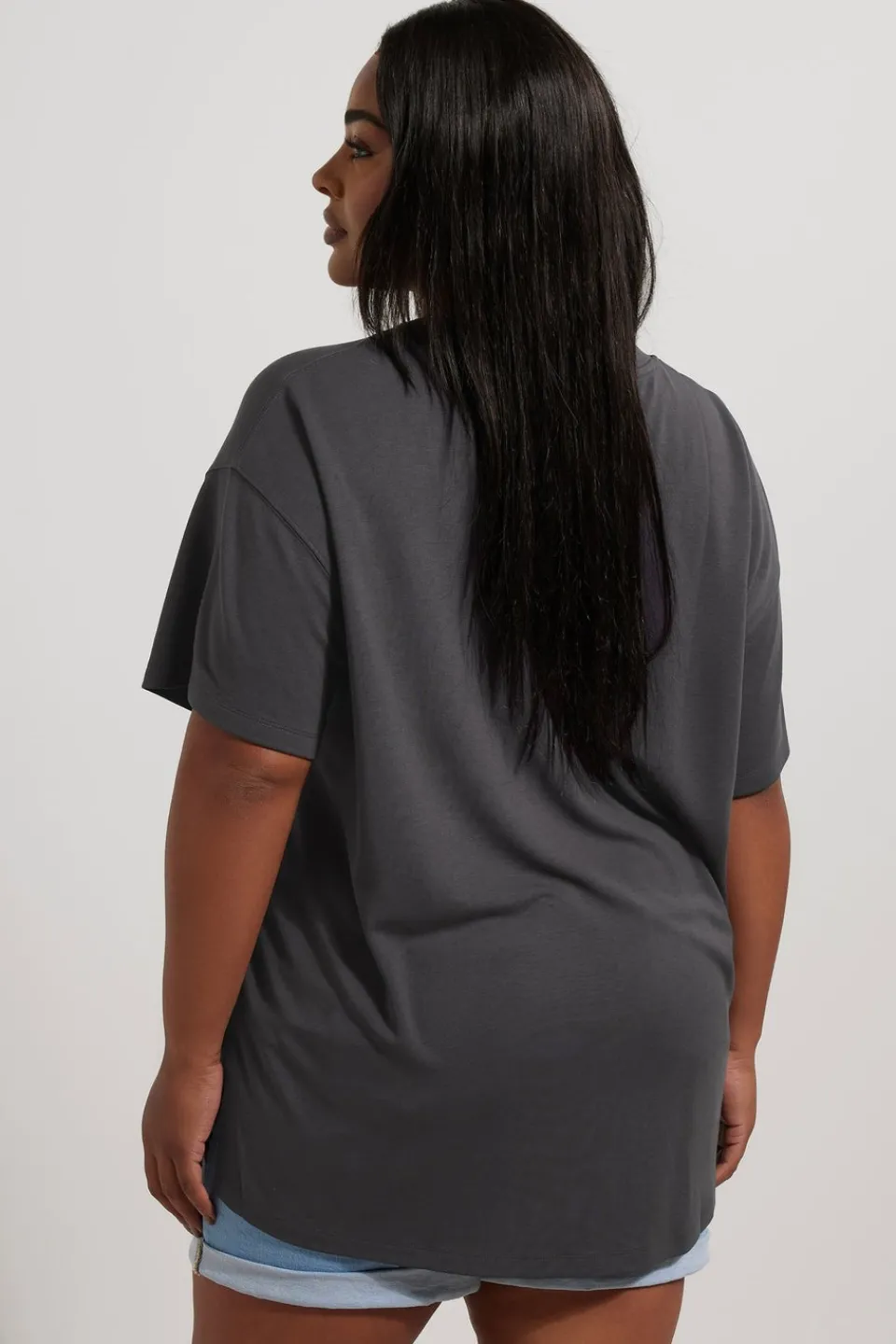 T-Shirts>YOURS Curve Charcoal Grey Heavyweight Oversized T-Shirt