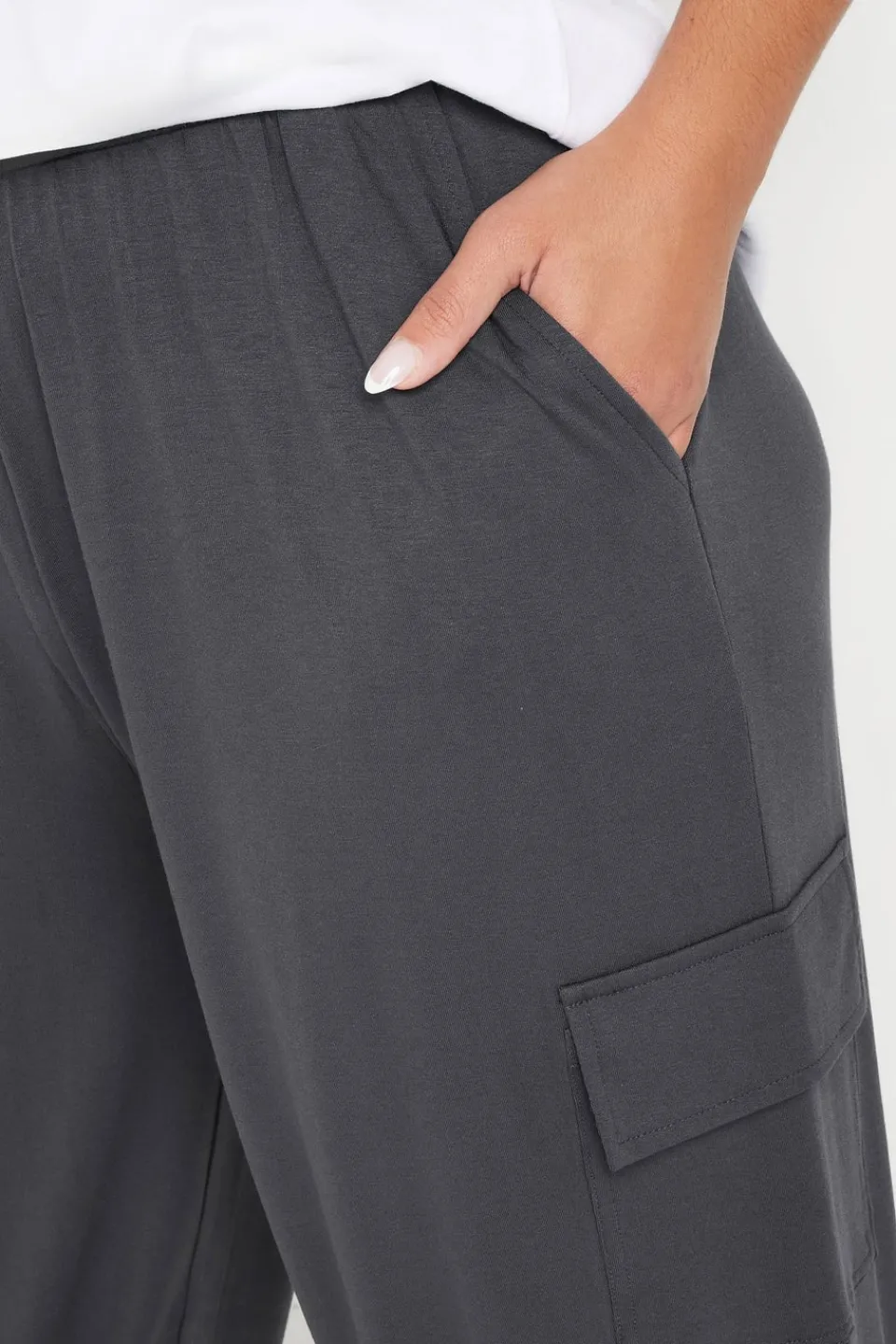 Trousers>YOURS Curve Charcoal Grey Cargo Harem Joggers