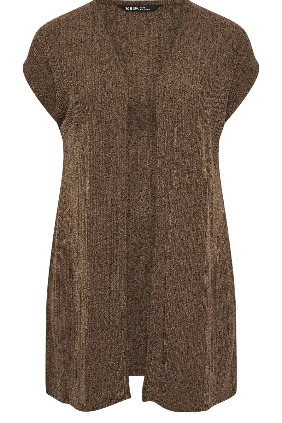 Tops>YOURS Curve Chocolate Brown Ribbed Jersey Cardigan