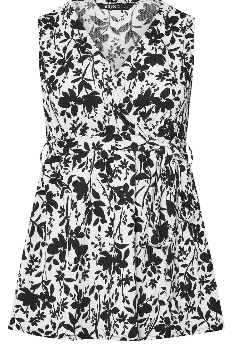 Tops>YOURS Curve Cream Floral Sleeveless Wrap Top