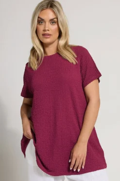 T-Shirts>YOURS Curve Dark Pink Textured Swing Top