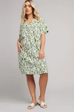 Dresses>YOURS Curve Green Abstract Tunic Mini Dress