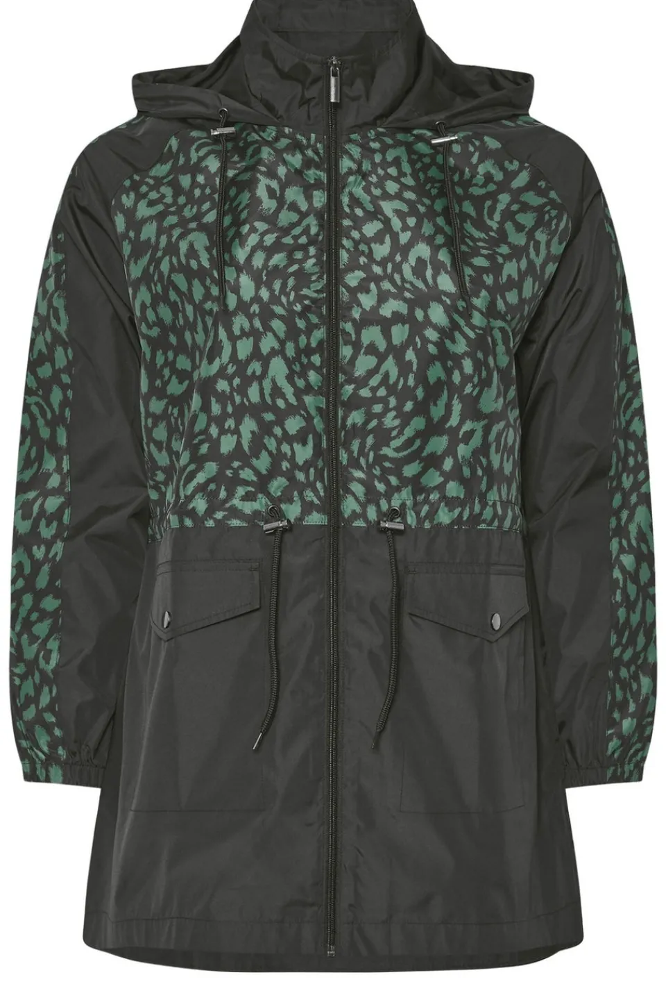 Coats & Jackets>YOURS Curve Green & Black Colourblock Lightweight Parka Jacket