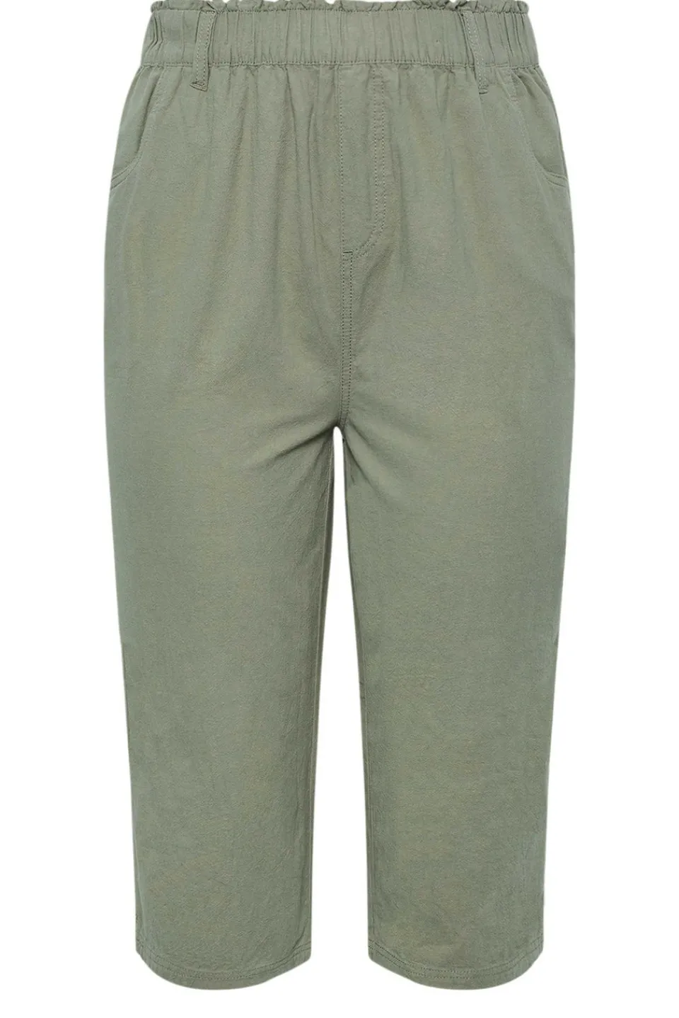 Trousers>YOURS Curve Green Khaki Cool Cotton Cropped Trousers