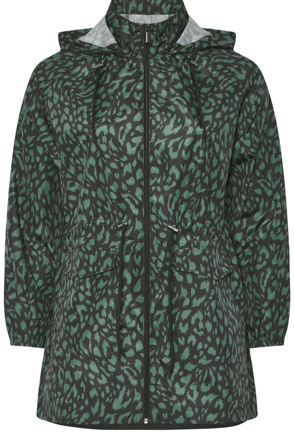 Coats & Jackets>YOURS Curve Green Leopard Lightweight Parka Jacket